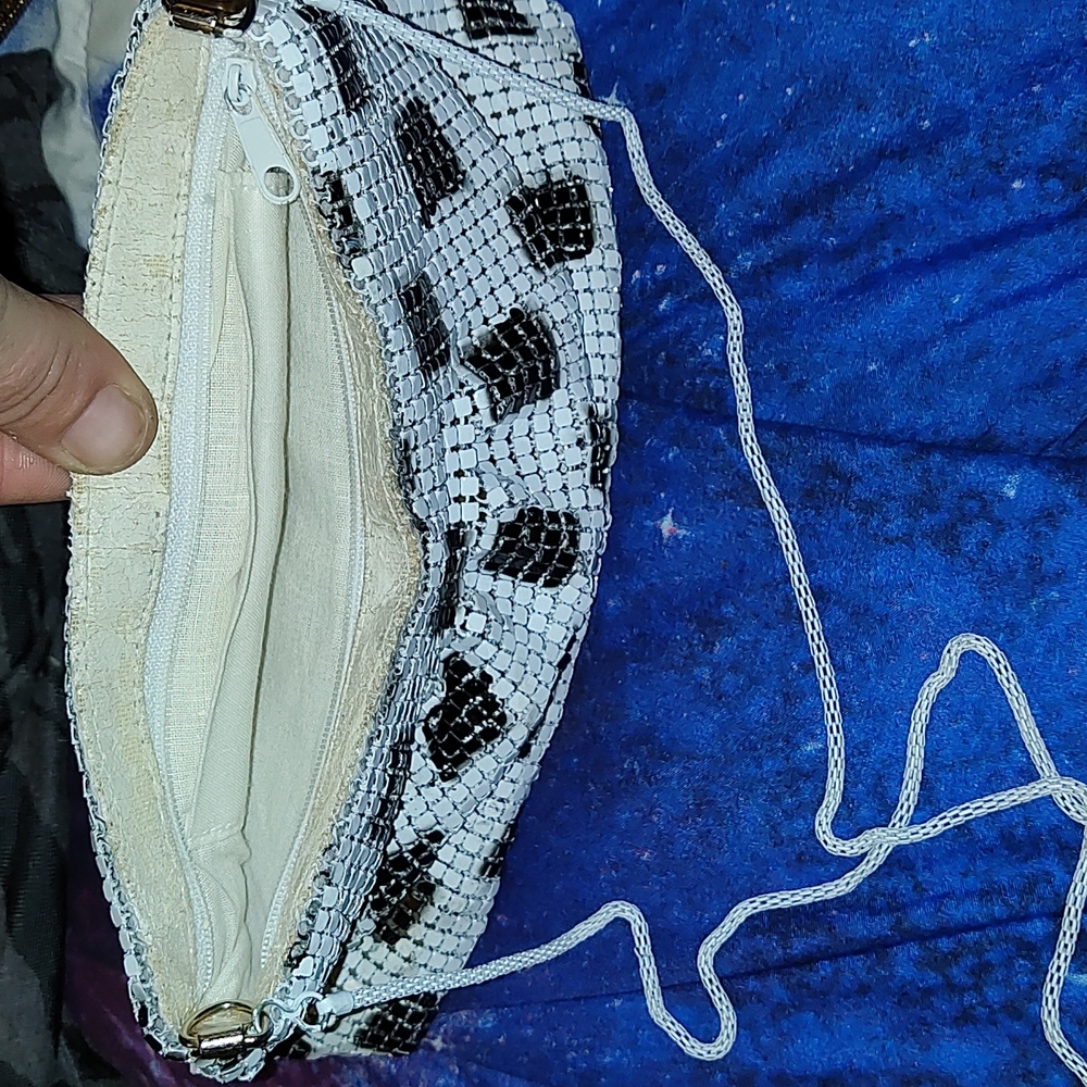 Black and white chainmail purse